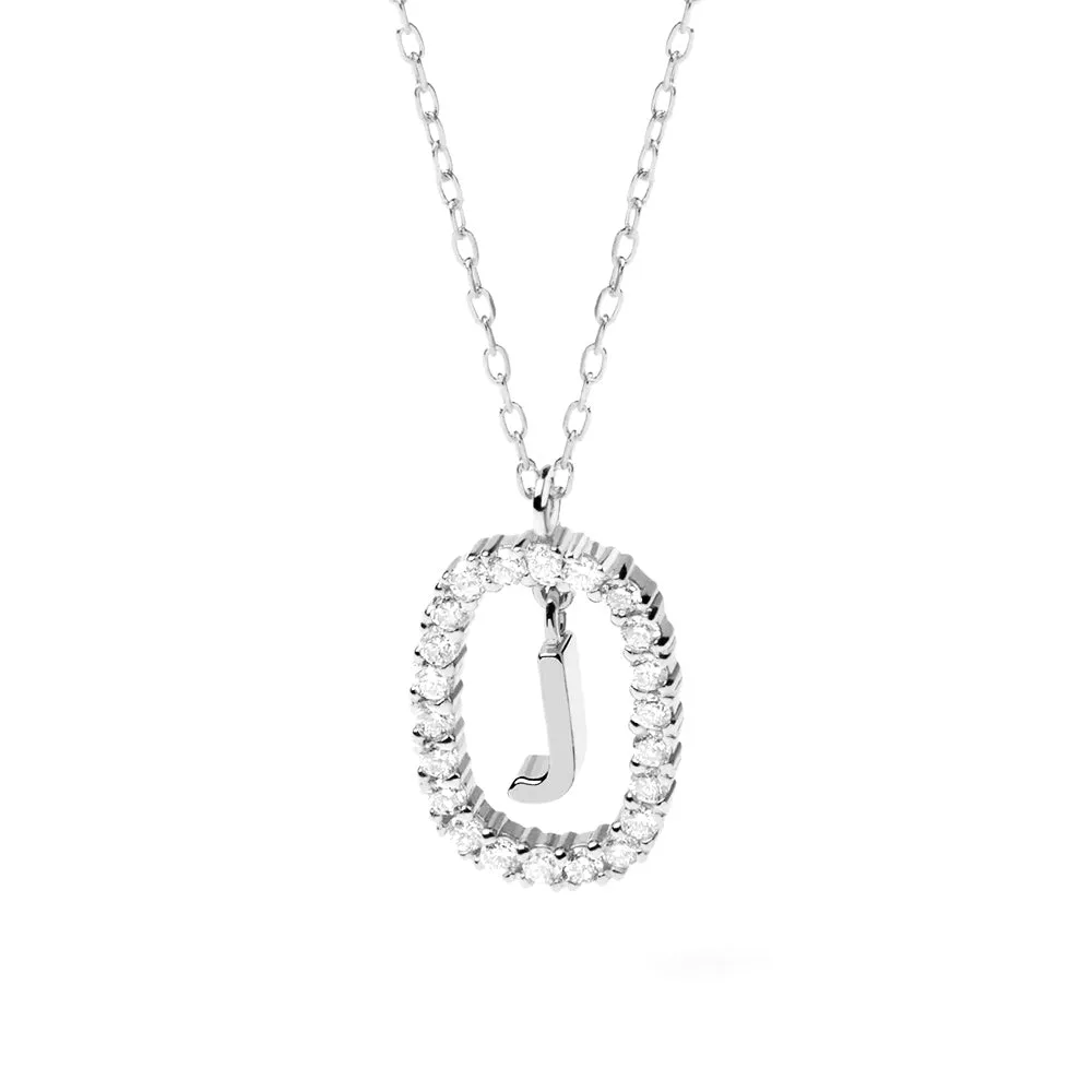 Moissanite Letter J Dangle Pendant Necklace sold by MSBLUE Jewelry