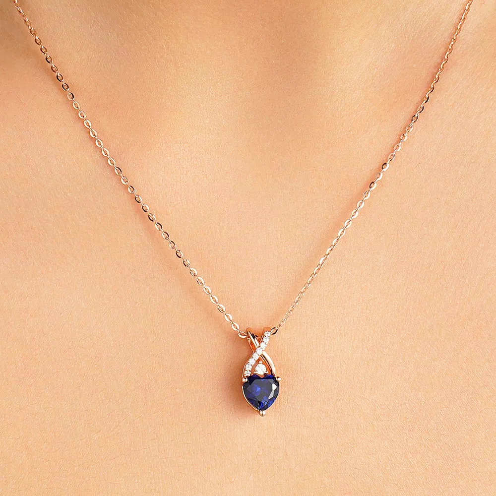 1.16 CT. Solitaire Heart Sapphire and White Sapphire Pendant sold by MSBLUE Jewelry product image thumbnail 4