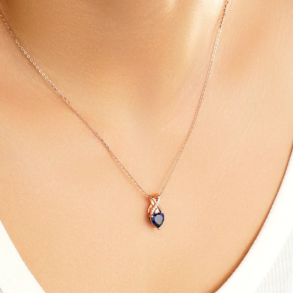 1.16 CT. Solitaire Heart Sapphire and White Sapphire Pendant sold by MSBLUE Jewelry product image thumbnail 3