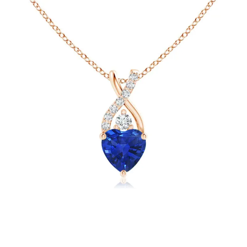 1.16 CT. Solitaire Heart Sapphire and White Sapphire Pendant sold by MSBLUE Jewelry