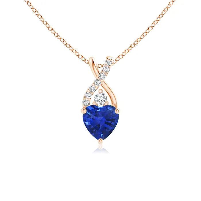 1.16 CT. Solitaire Heart Sapphire and White Sapphire Pendant sold by MSBLUE Jewelry