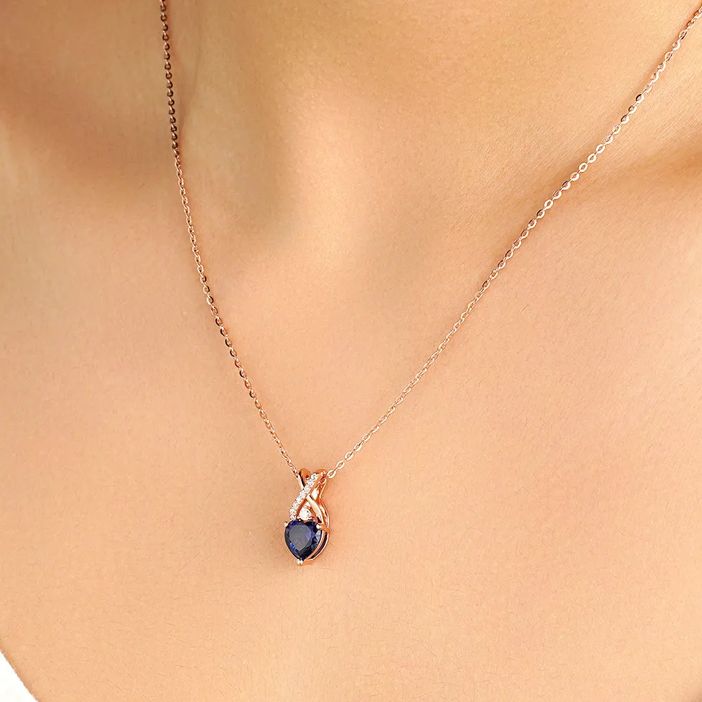 1.16 CT. Solitaire Heart Sapphire and White Sapphire Pendant sold by MSBLUE Jewelry product image thumbnail 5