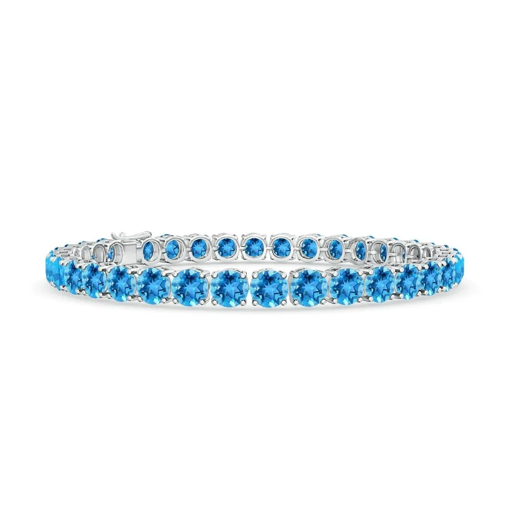 3.5 CT. Natural Swiss Blue Topaz Tennis Bracelet sold by MSBLUE Jewelry