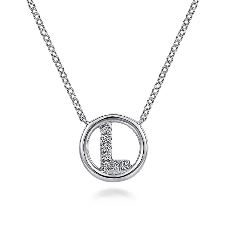 Round Pavé Initial L Pendant Necklace sold by MSBLUE Jewelry