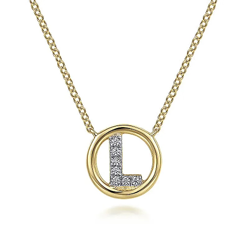 Round Pavé Initial L Pendant Necklace sold by MSBLUE Jewelry product image thumbnail 2