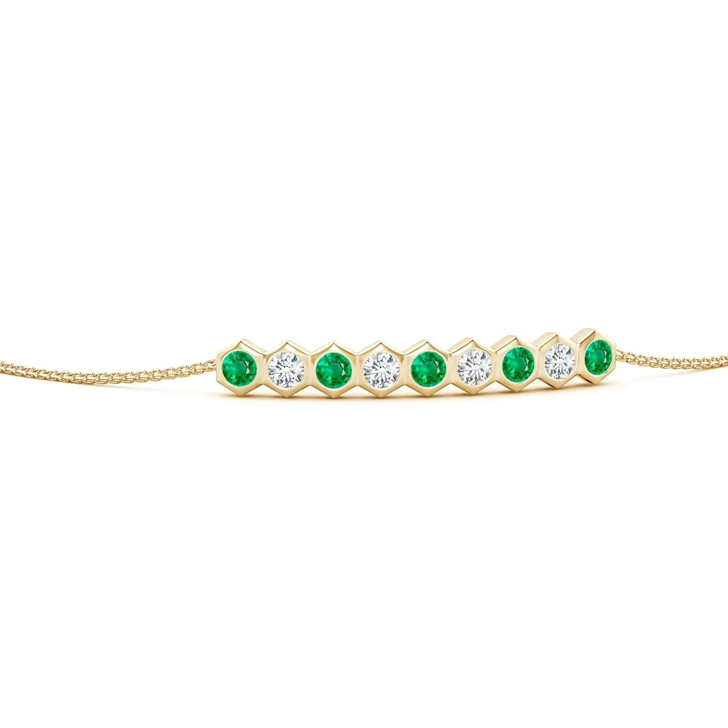 Hexagonal Emerald and White Sapphire Bolo Bracelet sold by MSBLUE Jewelry product image thumbnail 2