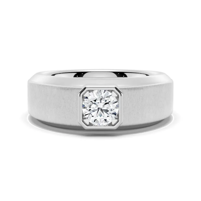 6.5mm Beveled Edge Solitaire Moissanite Men's Band sold by MSBLUE Jewelry