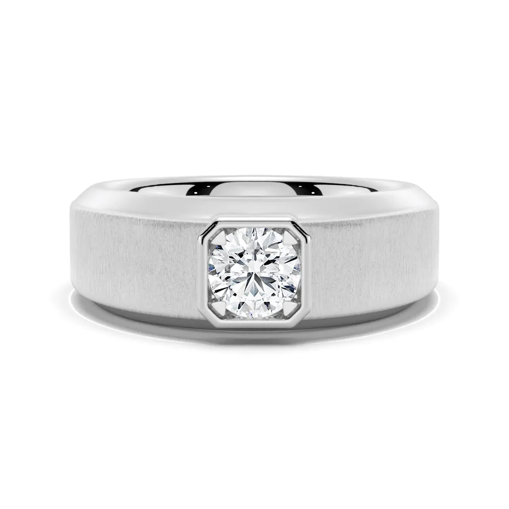 6.5mm Beveled Edge Solitaire Moissanite Men's Band sold by MSBLUE Jewelry