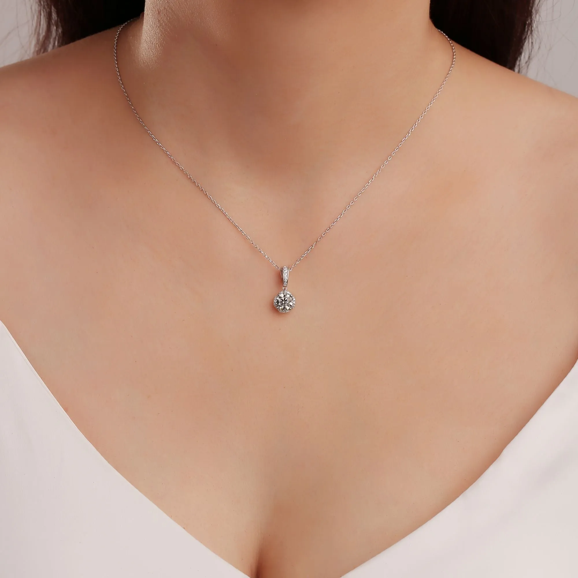 1 CT. Petal Round Moissanite Necklace sold by MSBLUE Jewelry product image thumbnail 3