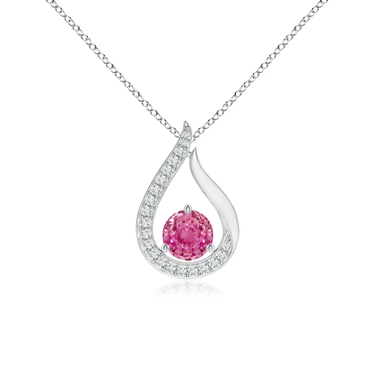 1 CT. Floating Pink Sapphire Tulip Pendant with Diamonds sold by MSBLUE Jewelry
