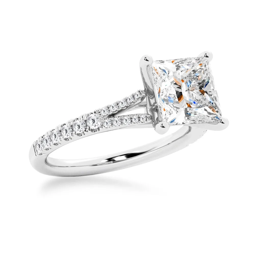 Princess Cut Split-Shank Moissanite Engagement Ring sold by MSBLUE Jewelry product image thumbnail 4