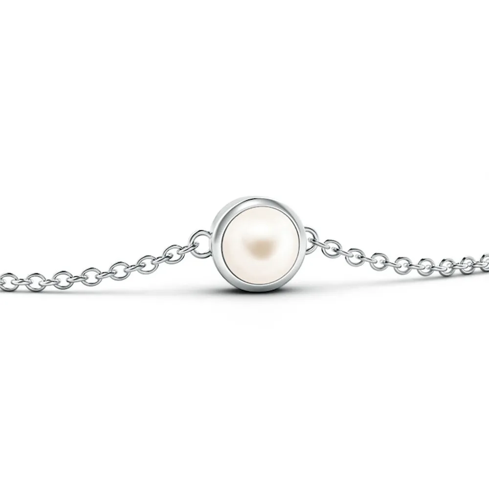 6mm Bezel-Set Freshwater Cultured Pearl Bracelet sold by MSBLUE Jewelry product image thumbnail 4