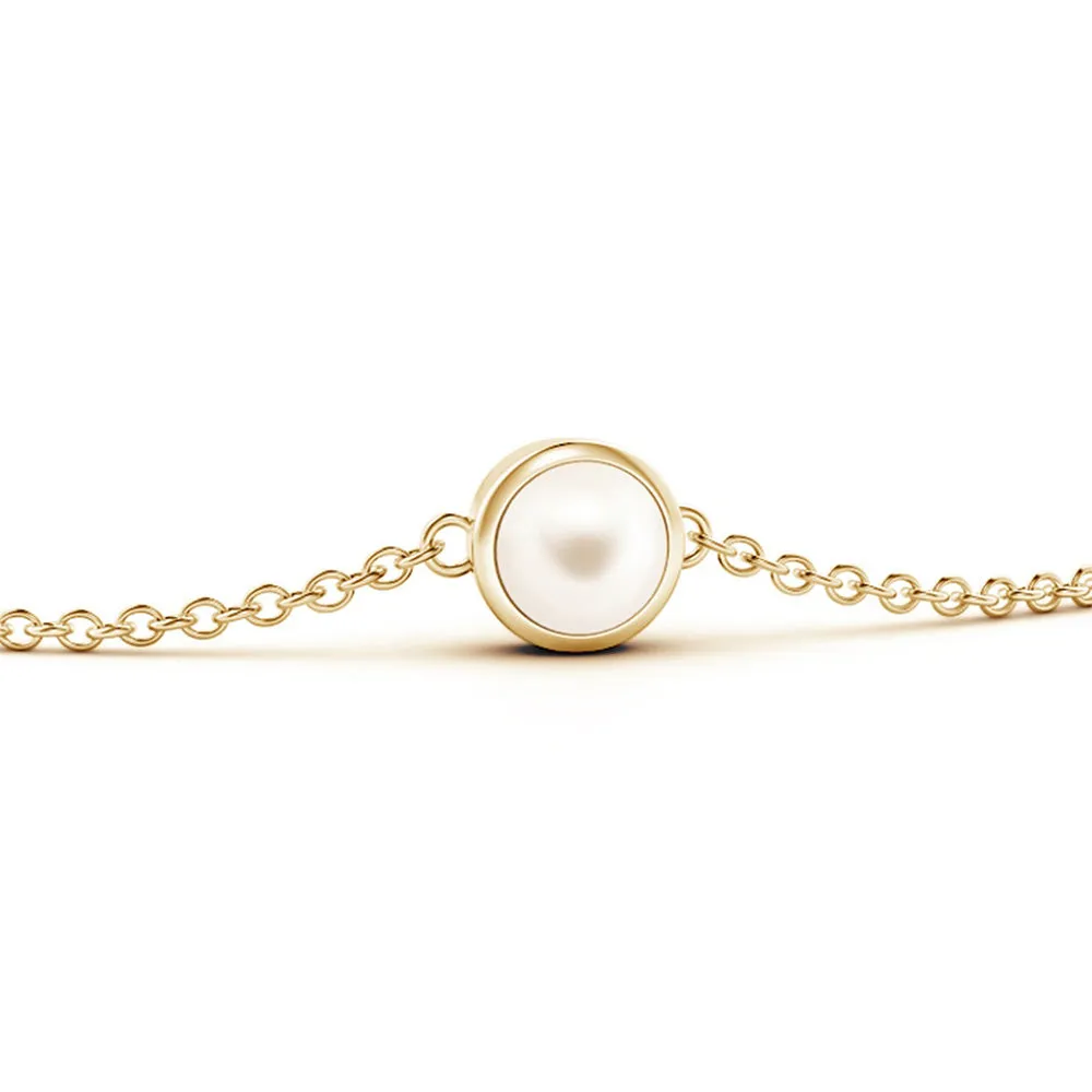 6mm Bezel-Set Freshwater Cultured Pearl Bracelet sold by MSBLUE Jewelry product image thumbnail 5