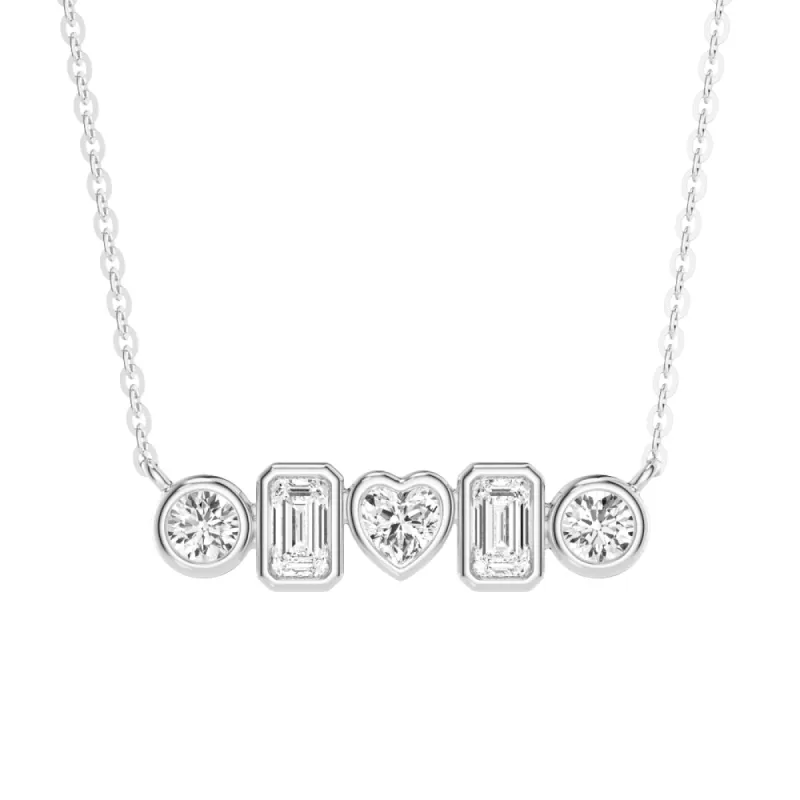 1 CT. Multi Shape Moissanite Bezel Five Stone Fashion Pendant Necklace sold by MSBLUE Jewelry