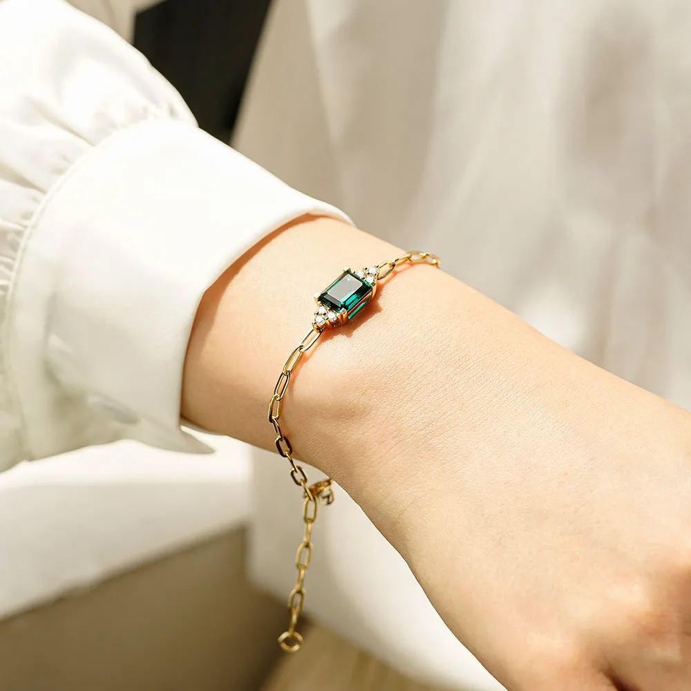 4 CT. Emerald Cut Emerald Paperclip Bracelet sold by MSBLUE Jewelry product image thumbnail 5