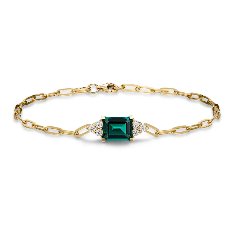 4 CT. Emerald Cut Emerald Paperclip Bracelet made by MSBLUE Jewelry