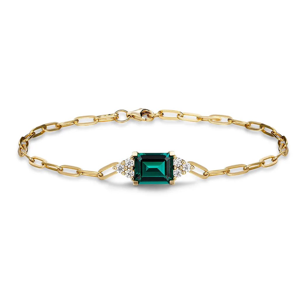 4 CT. Emerald Cut Emerald Paperclip Bracelet sold by MSBLUE Jewelry