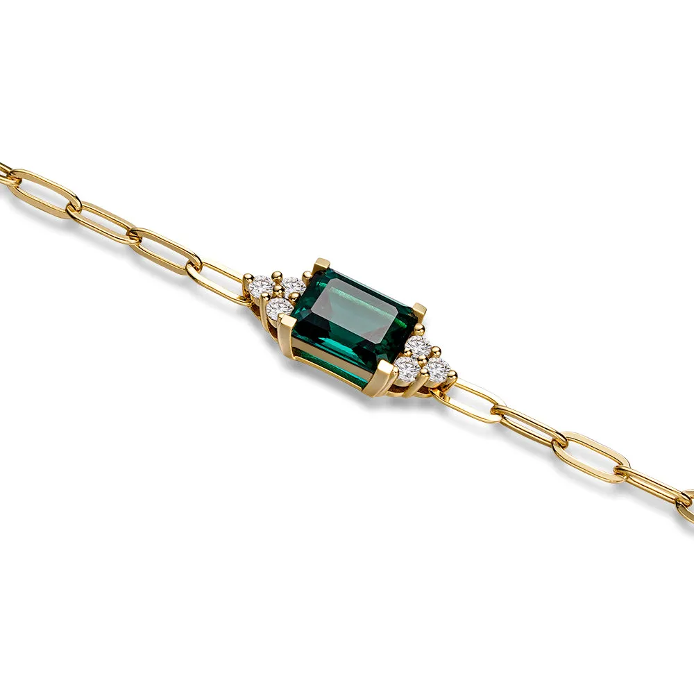 4 CT. Emerald Cut Emerald Paperclip Bracelet sold by MSBLUE Jewelry product image thumbnail 2