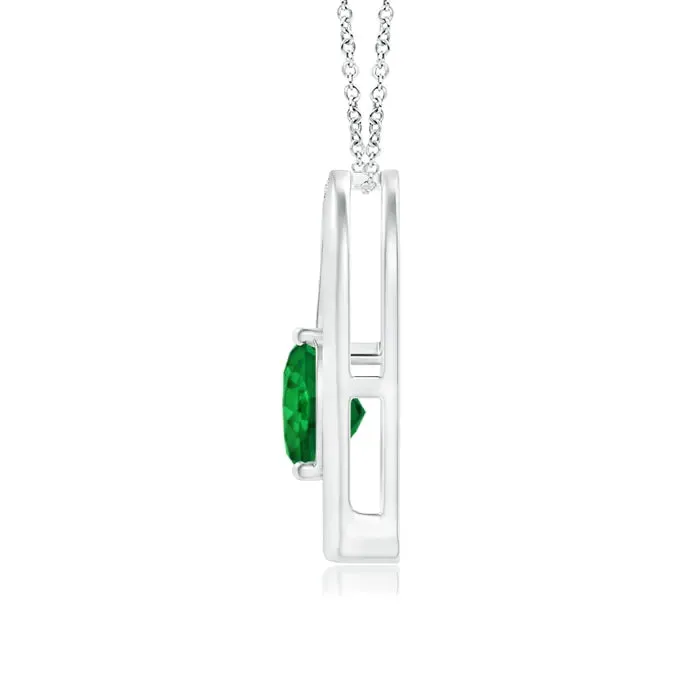 1.09 CT. Heart-Shaped Emerald and White Sapphire Heart Pendant sold by MSBLUE Jewelry product image thumbnail 2
