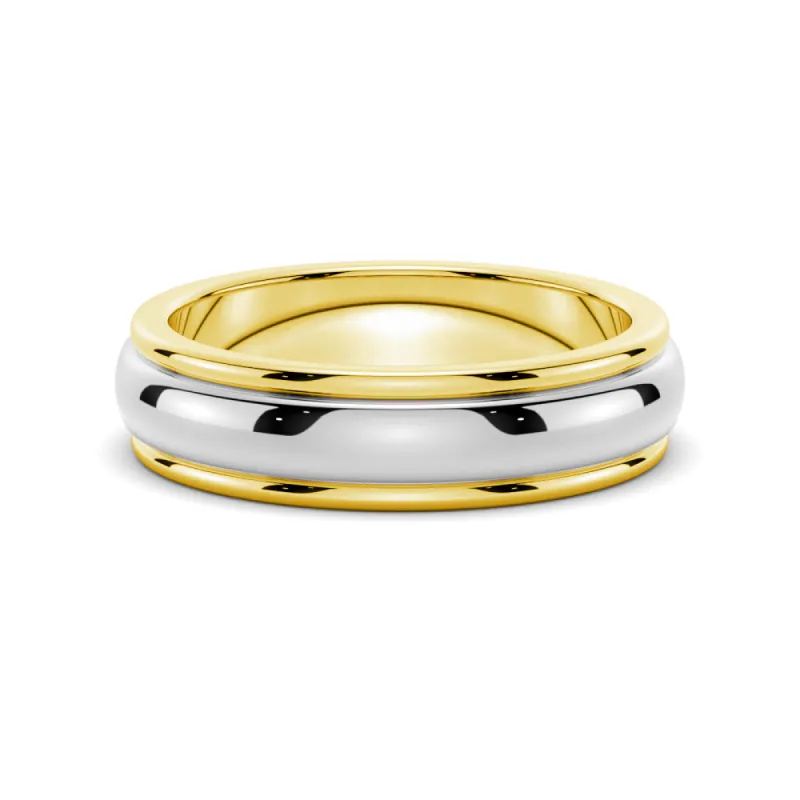 6mm Minimalist Two Tone Men's Wedding Band sold by MSBLUE Jewelry