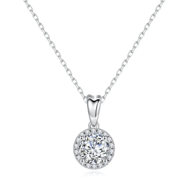 1 CT. Luxury Round Halo Moissanite Necklace sold by MSBLUE Jewelry
