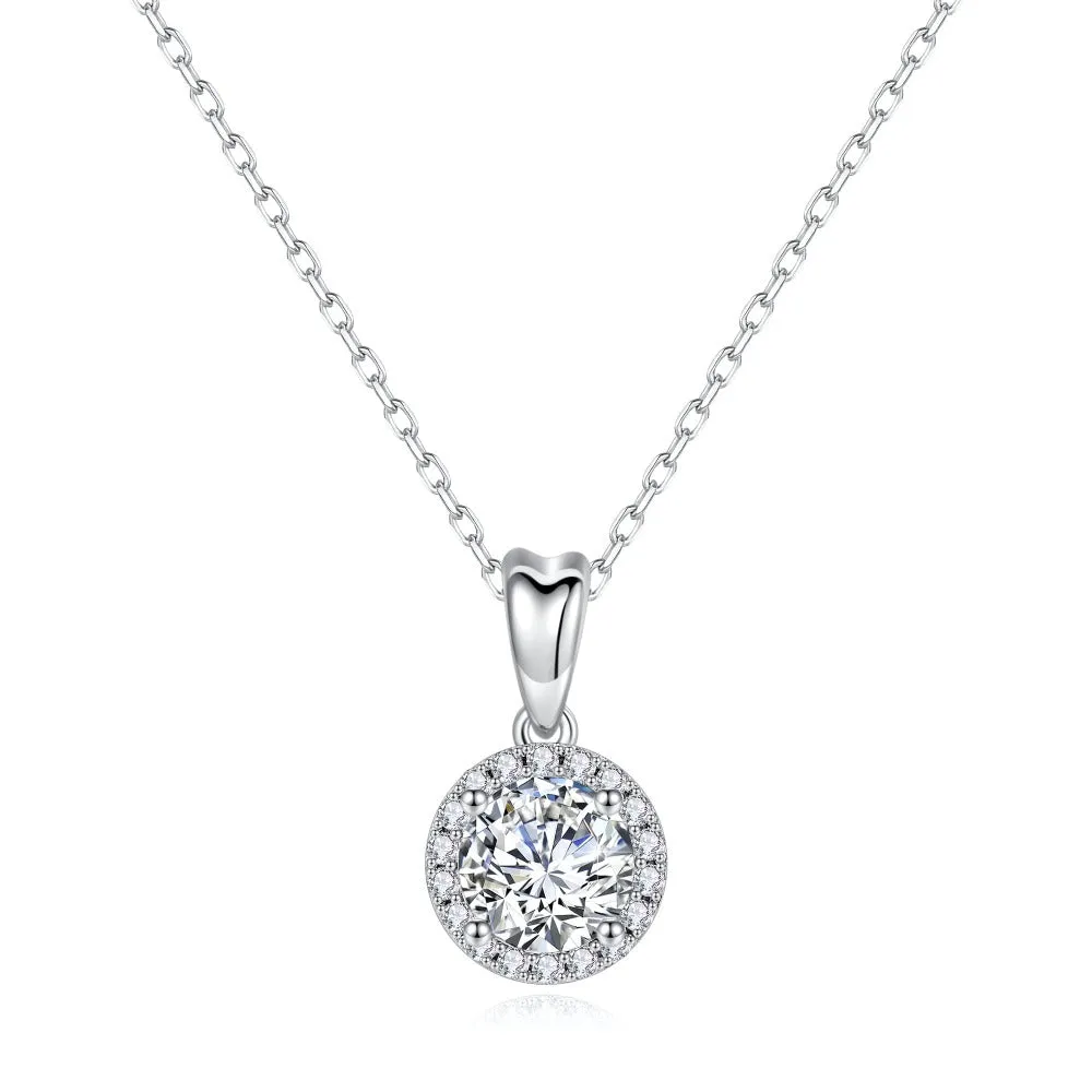 1 CT. Luxury Round Halo Moissanite Necklace sold by MSBLUE Jewelry