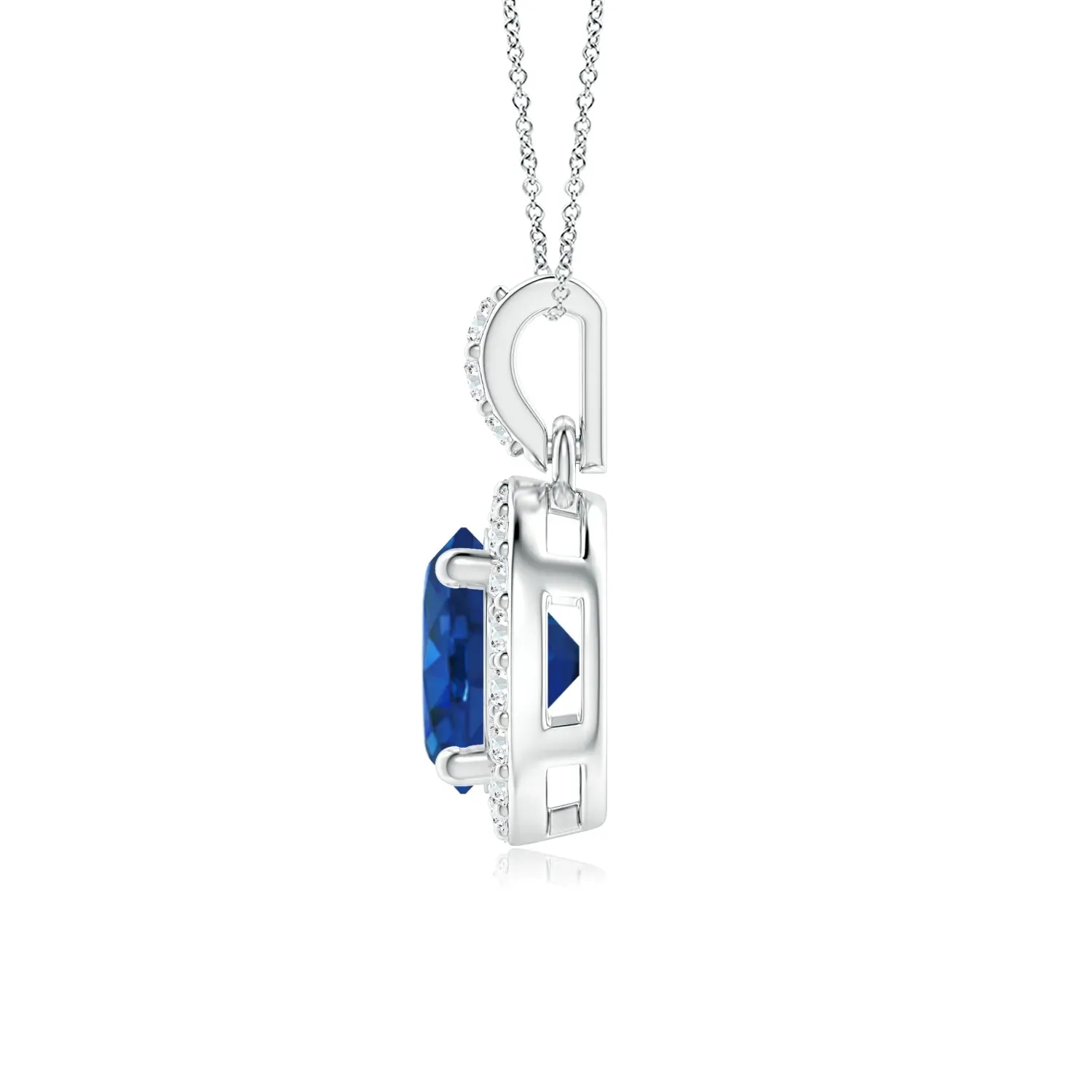 1.64 CT. Sapphire and Micropavé Halo Pendant sold by MSBLUE Jewelry product image thumbnail 2