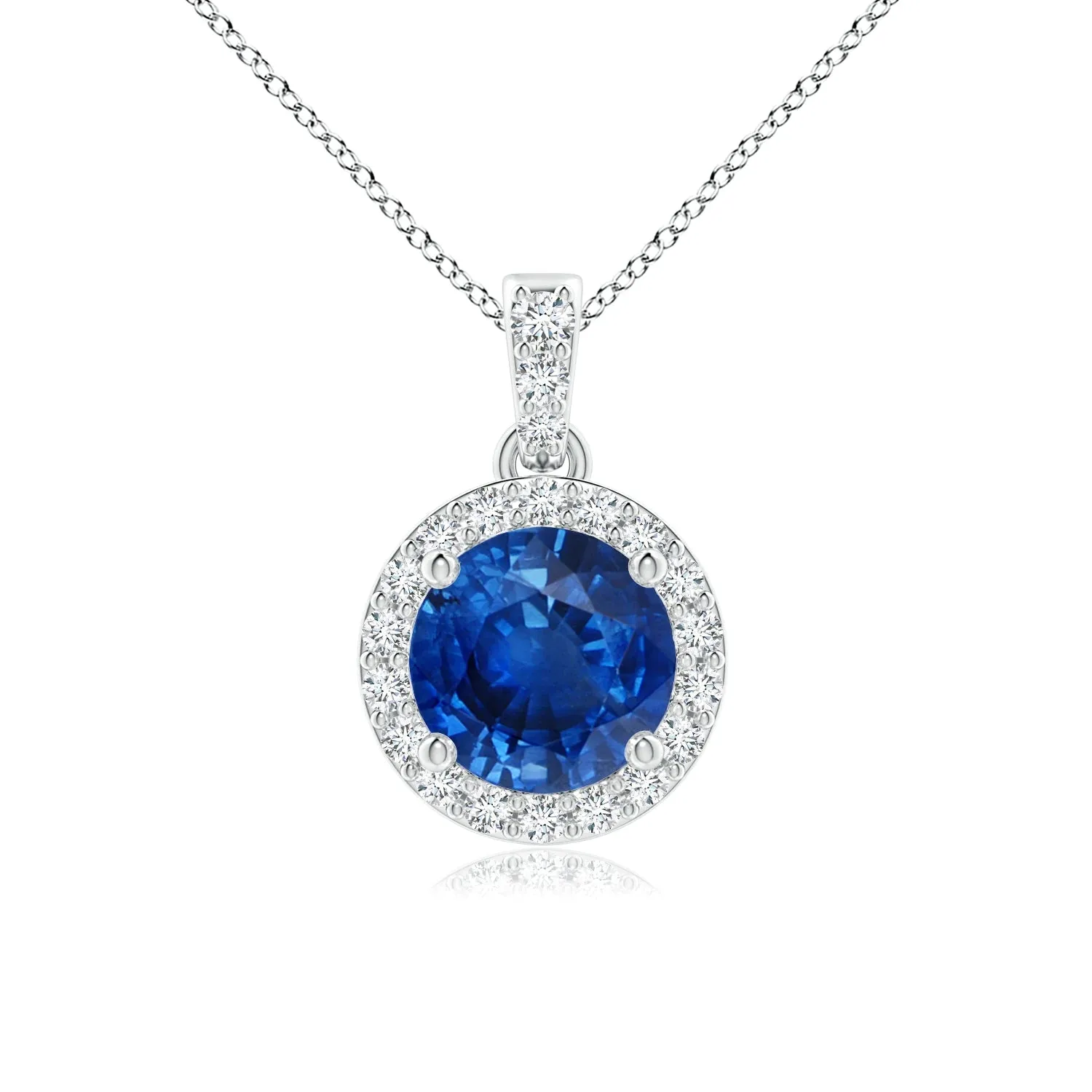 1.64 CT. Sapphire and Micropavé Halo Pendant sold by MSBLUE Jewelry