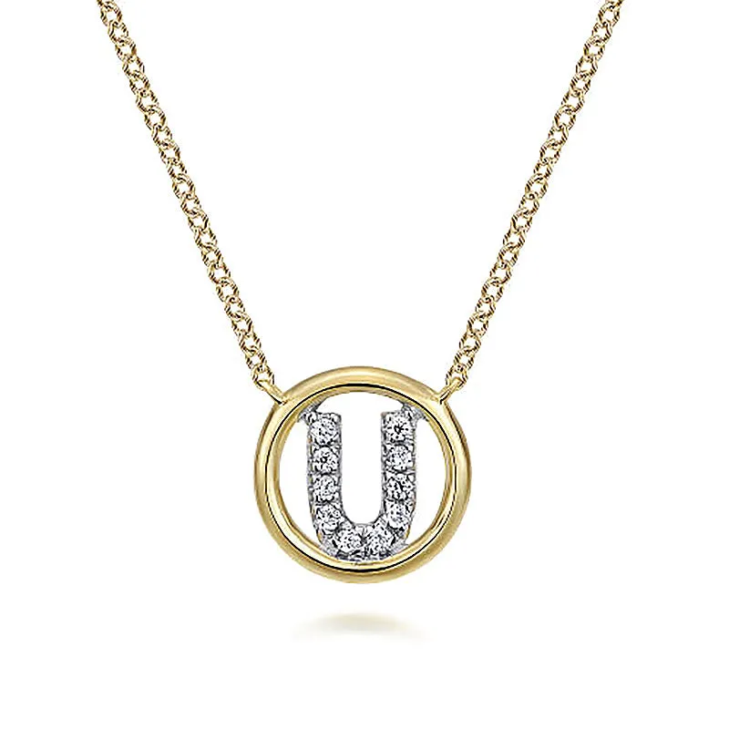 Round Pavé Initial U Pendant Necklace sold by MSBLUE Jewelry product image thumbnail 2