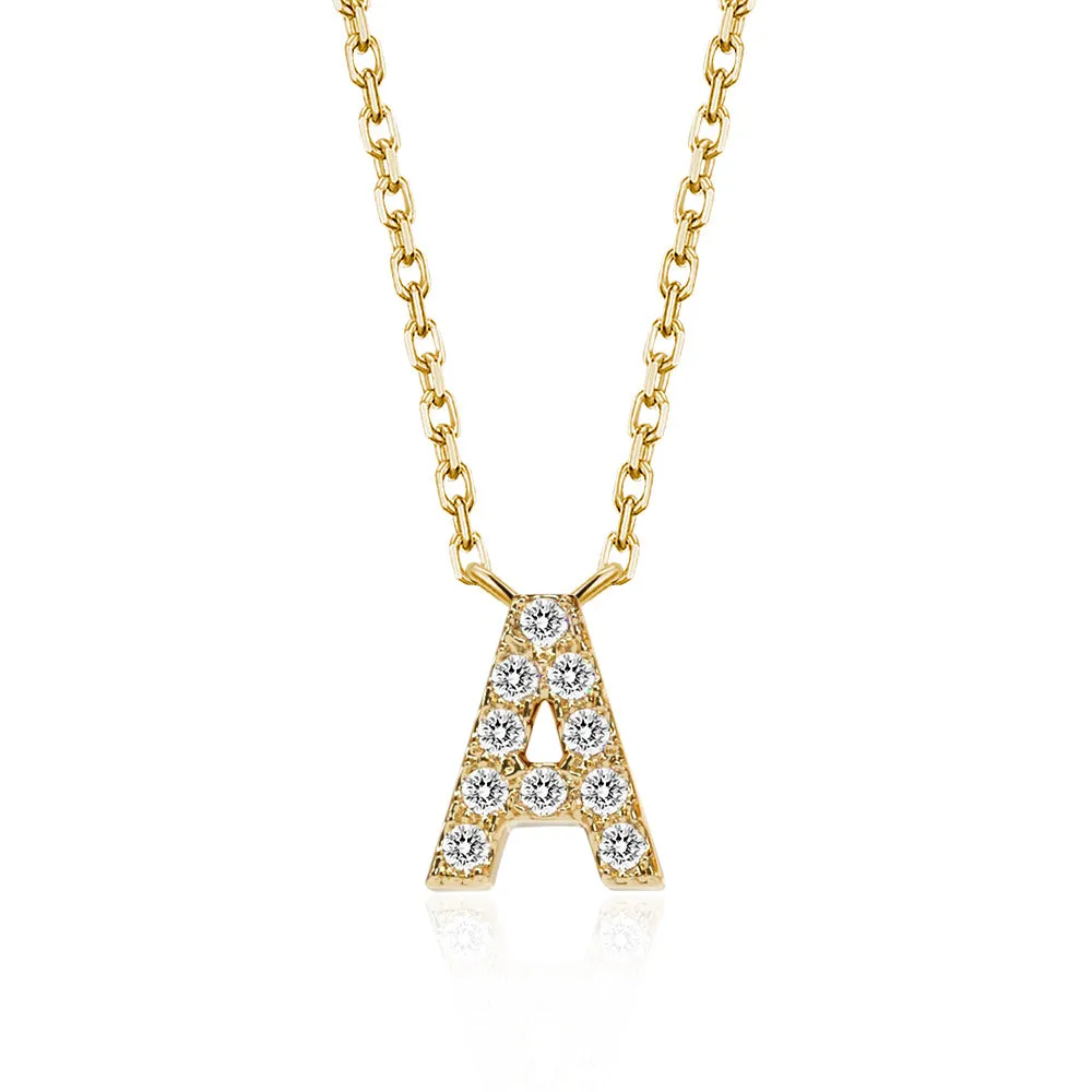 Classic Pavé Initial A Pendant Necklace sold by MSBLUE Jewelry product image thumbnail 2