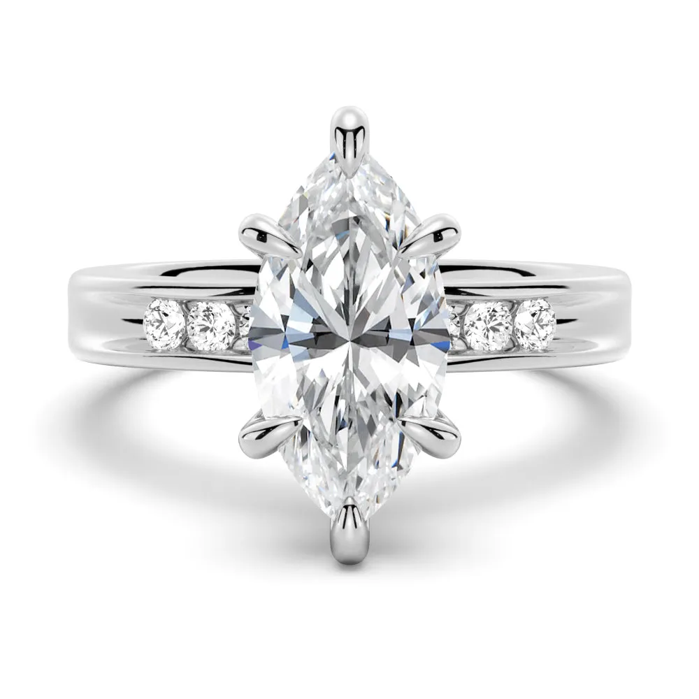 Marquise Moissanite Engagement Ring With Accents sold by MSBLUE Jewelry