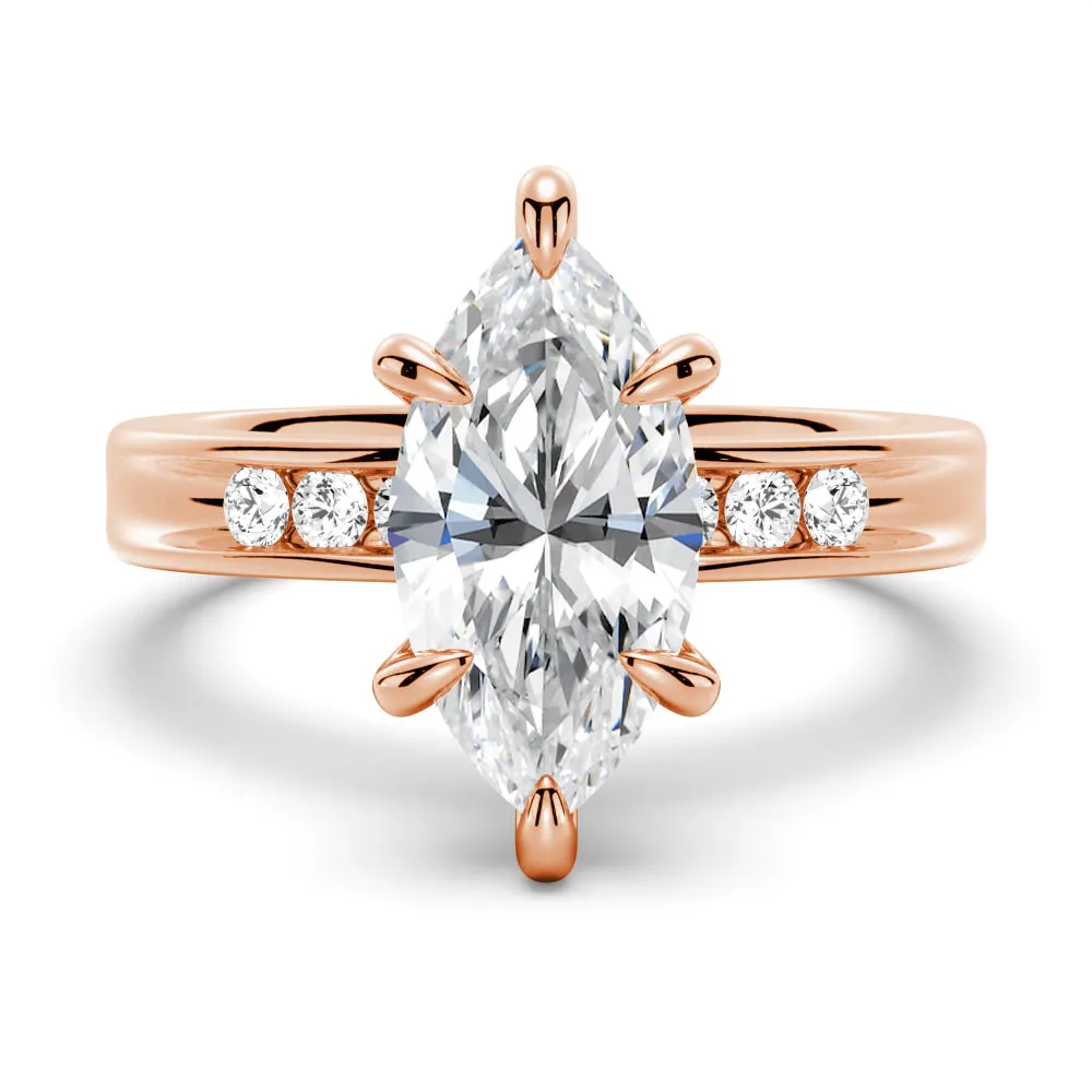 Marquise Moissanite Engagement Ring With Accents sold by MSBLUE Jewelry product image thumbnail 3