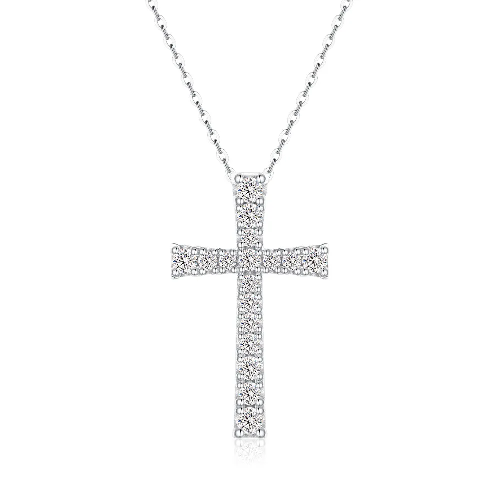 Classic Moissanite Diamond Cross Pendant sold by MSBLUE Jewelry