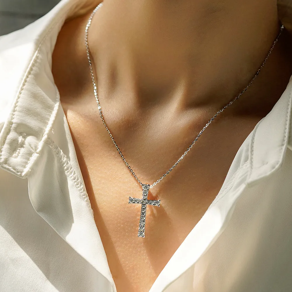 Classic Moissanite Diamond Cross Pendant sold by MSBLUE Jewelry product image thumbnail 4