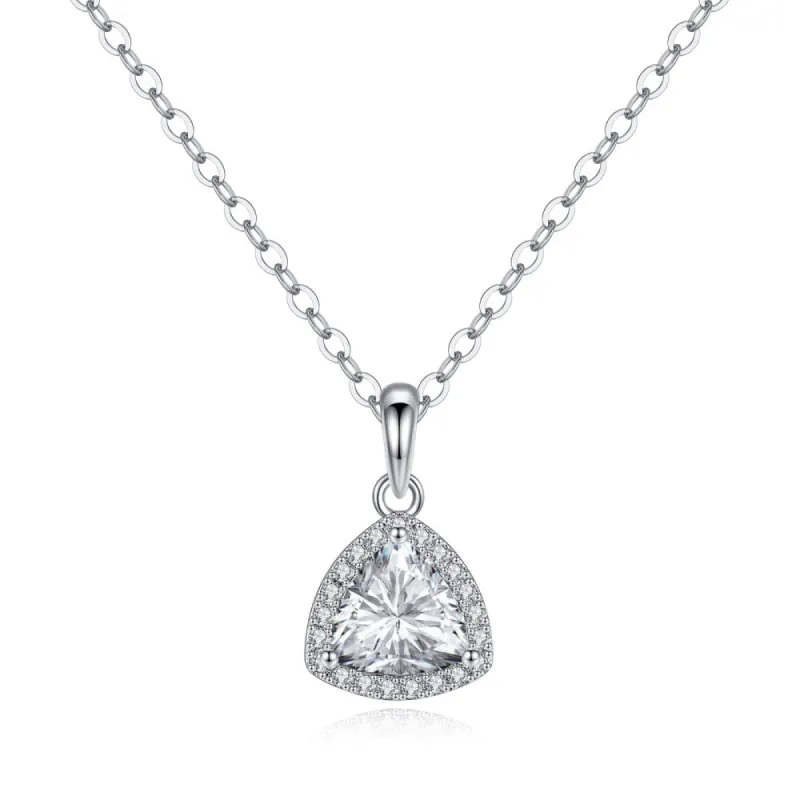 1 CT. Halo Triangle Pendant Diamond Necklace sold by MSBLUE Jewelry