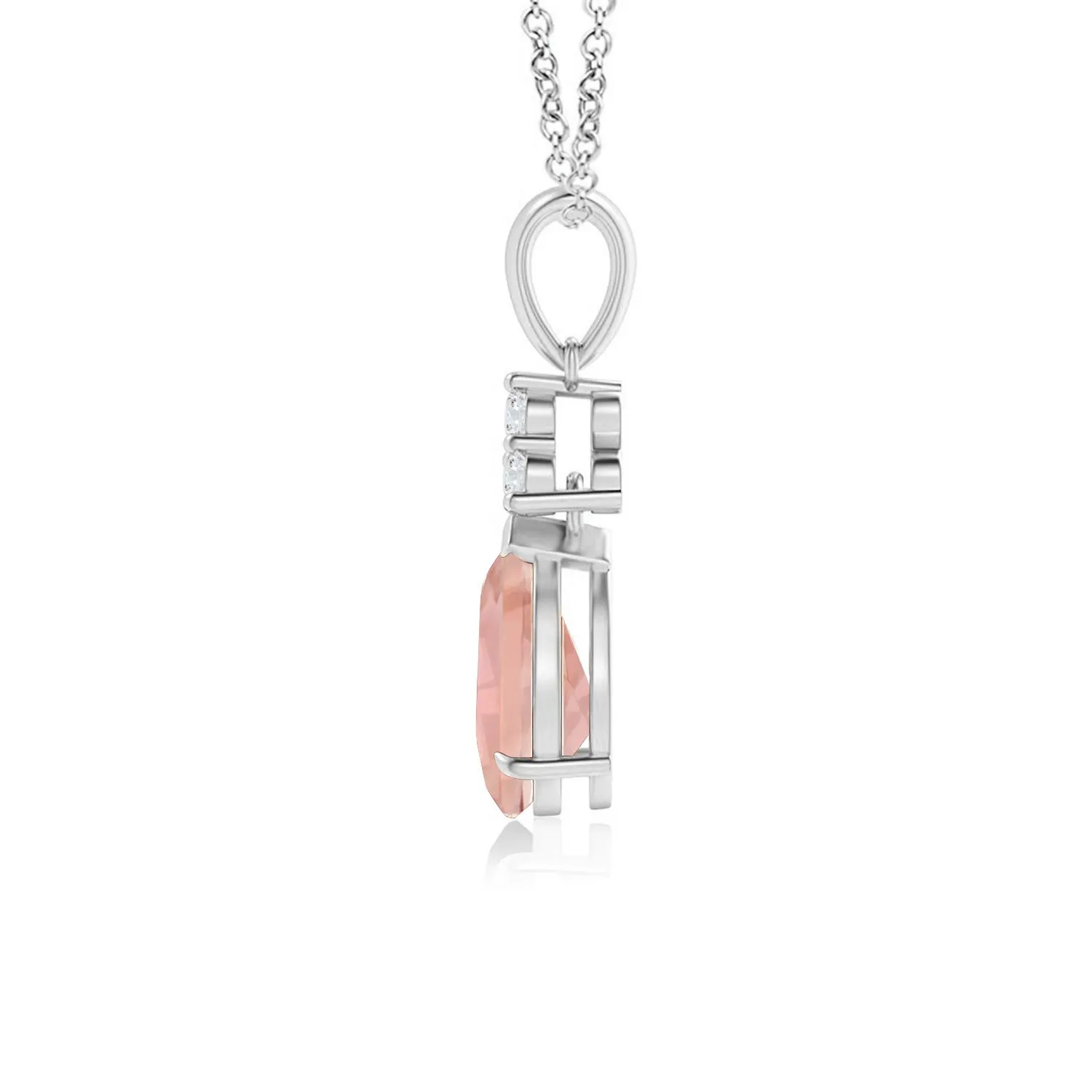 1 CT. Claw-Set Morganite Drop Pendant with Trio Diamonds sold by MSBLUE Jewelry product image thumbnail 2