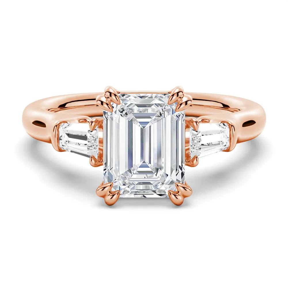 Double Prong Emerald-Cut Engagement Ring with Tapered Baguette Stones sold by MSBLUE Jewelry product image thumbnail 3
