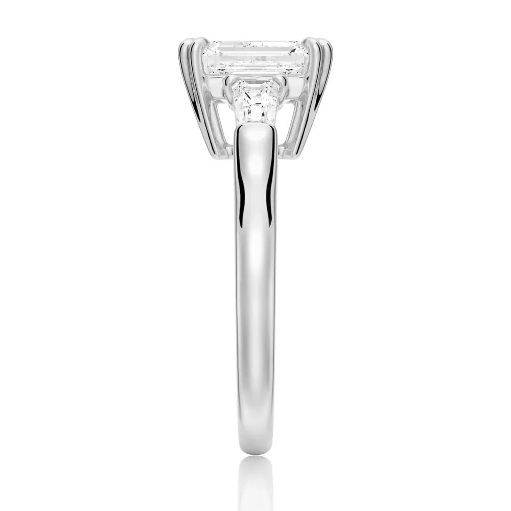 Double Prong Emerald-Cut Engagement Ring with Tapered Baguette Stones sold by MSBLUE Jewelry product image thumbnail 5