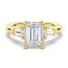 Double Prong Emerald-Cut Engagement Ring with Tapered Baguette Stones sold by MSBLUE Jewelry
