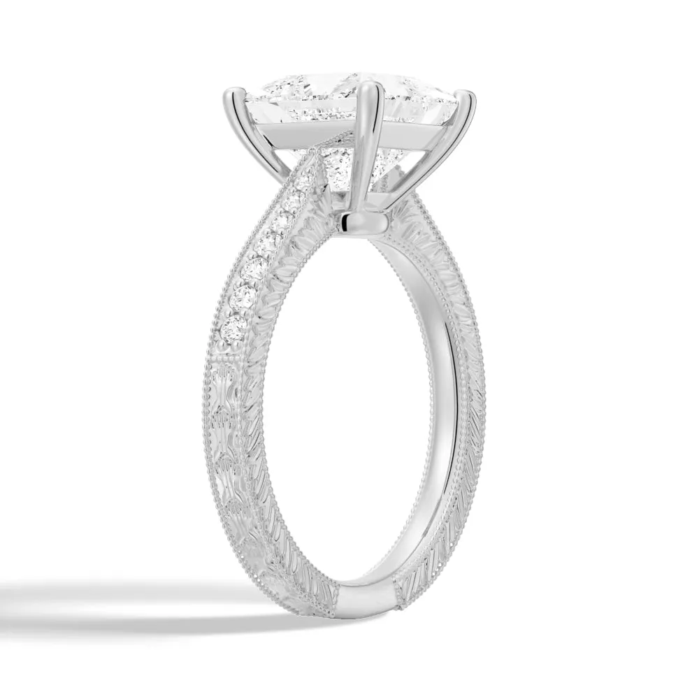 Vintage Princess Cut Moissanite Engagement Ring With Milgrain Edges sold by MSBLUE Jewelry product image thumbnail 4