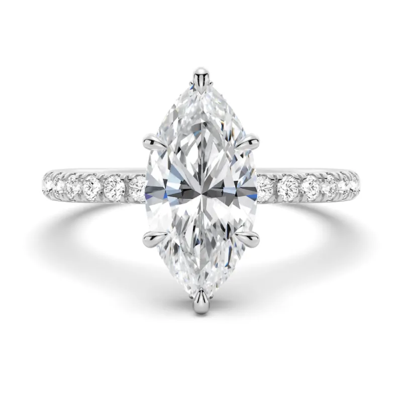 Pavé Marquise Engagement Ring With Hidden Halo sold by MSBLUE Jewelry