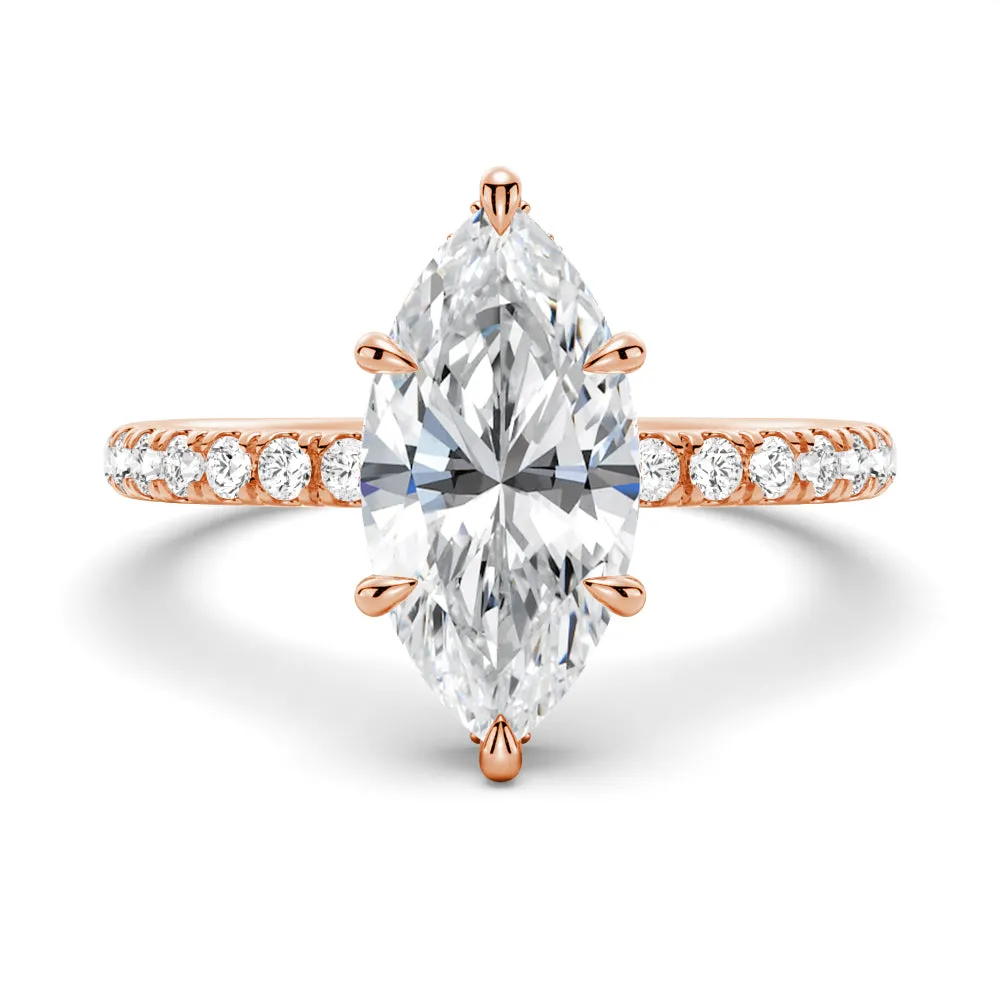 Pavé Marquise Engagement Ring With Hidden Halo sold by MSBLUE Jewelry product image thumbnail 3