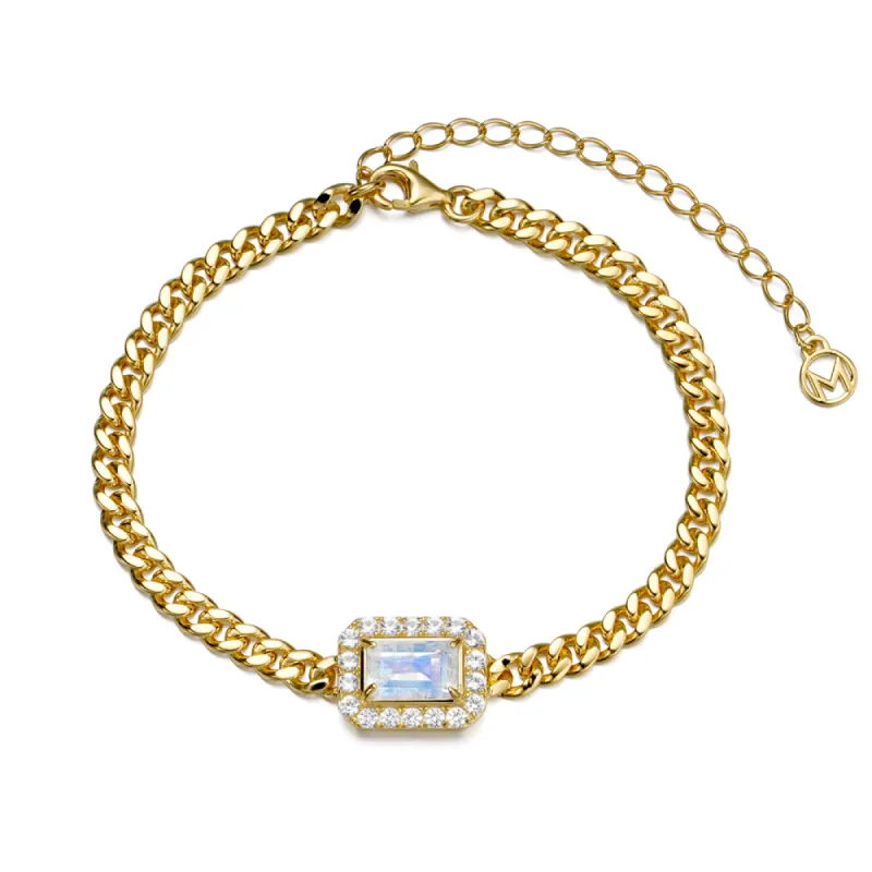 Moonstone Curb Cuban Link Bracelet sold by MSBLUE Jewelry