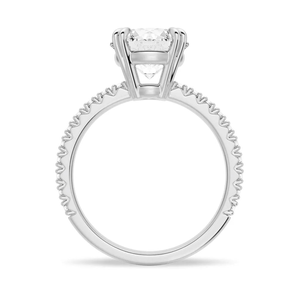 Solitaire Round Cut Engagement Ring With Pavé Accents sold by MSBLUE Jewelry product image thumbnail 5