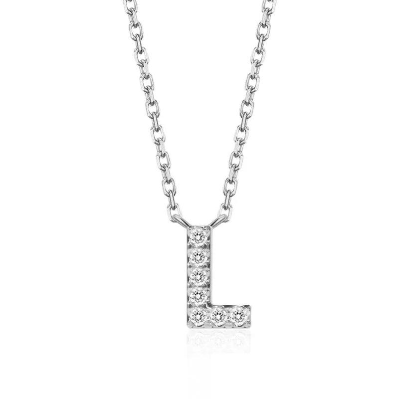 Classic Pavé Initial L Pendant Necklace sold by MSBLUE Jewelry