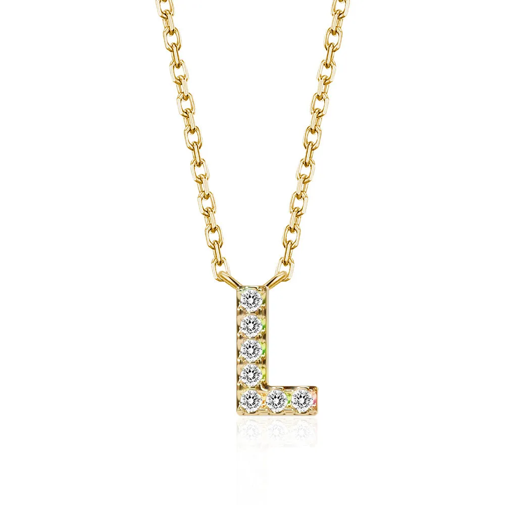 Classic Pavé Initial L Pendant Necklace sold by MSBLUE Jewelry product image thumbnail 2