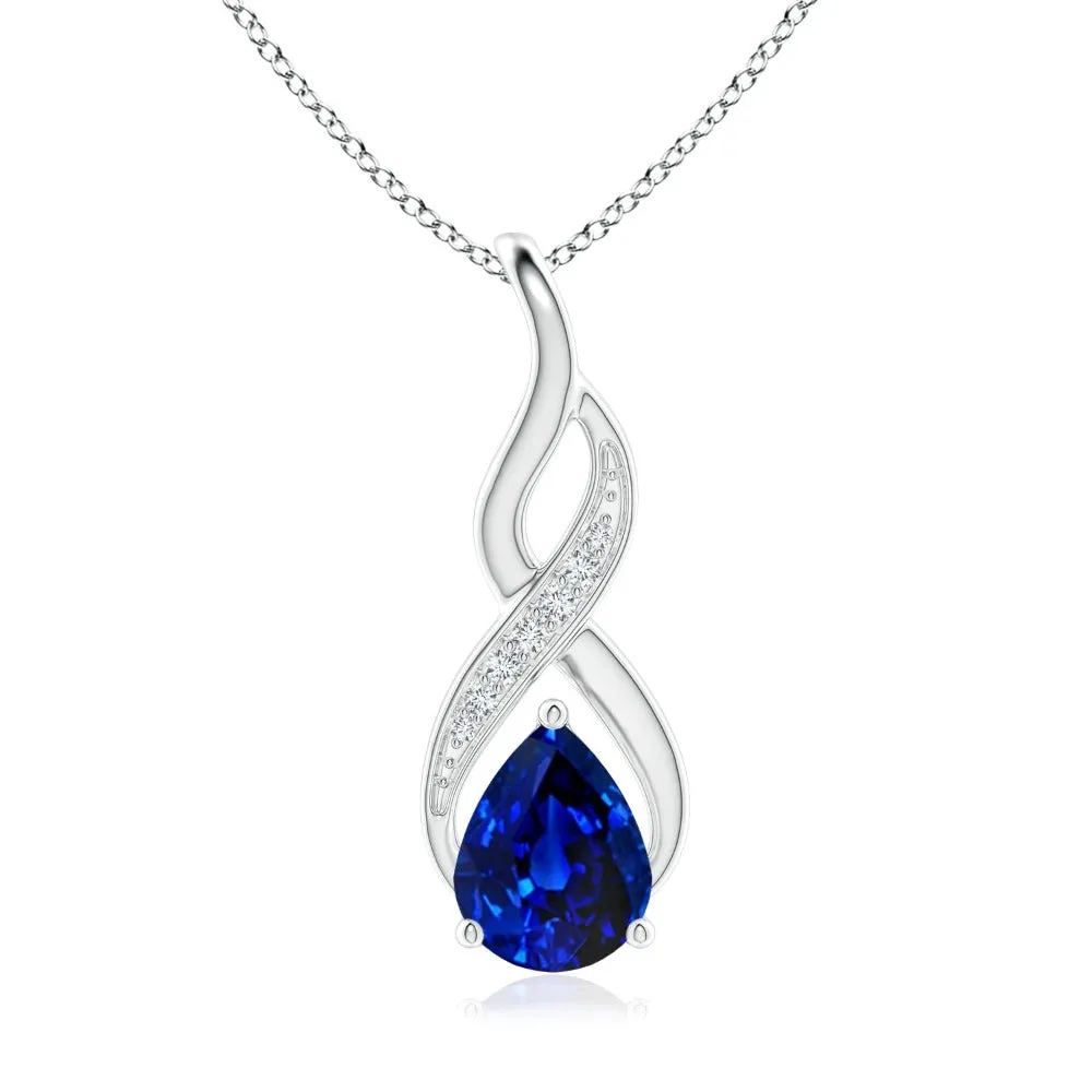 1.56 CT. Blue Sapphire and White Sapphire Infinity Swirl Pendant sold by MSBLUE Jewelry