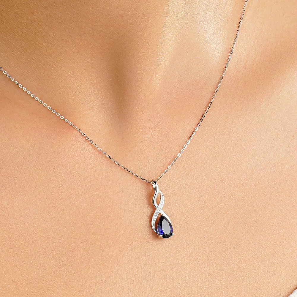 1.56 CT. Blue Sapphire and White Sapphire Infinity Swirl Pendant sold by MSBLUE Jewelry product image thumbnail 4