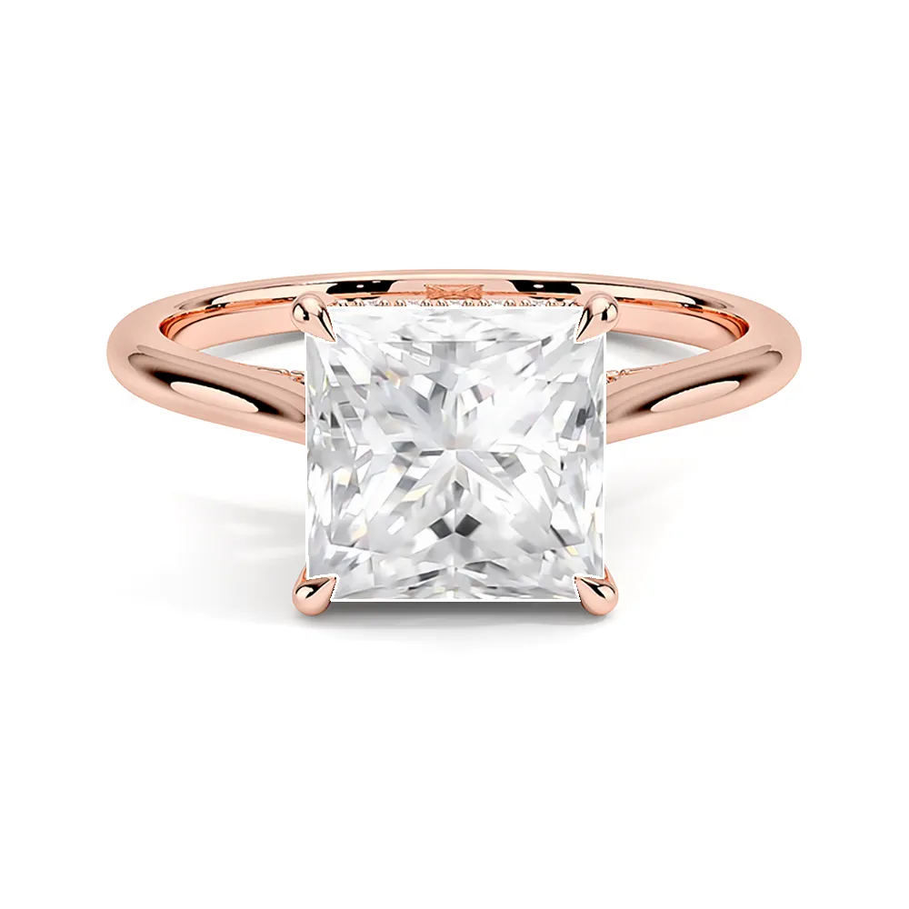 Solitaire Princess Cut Engagement Ring With Hidden Halo sold by MSBLUE Jewelry product image thumbnail 3