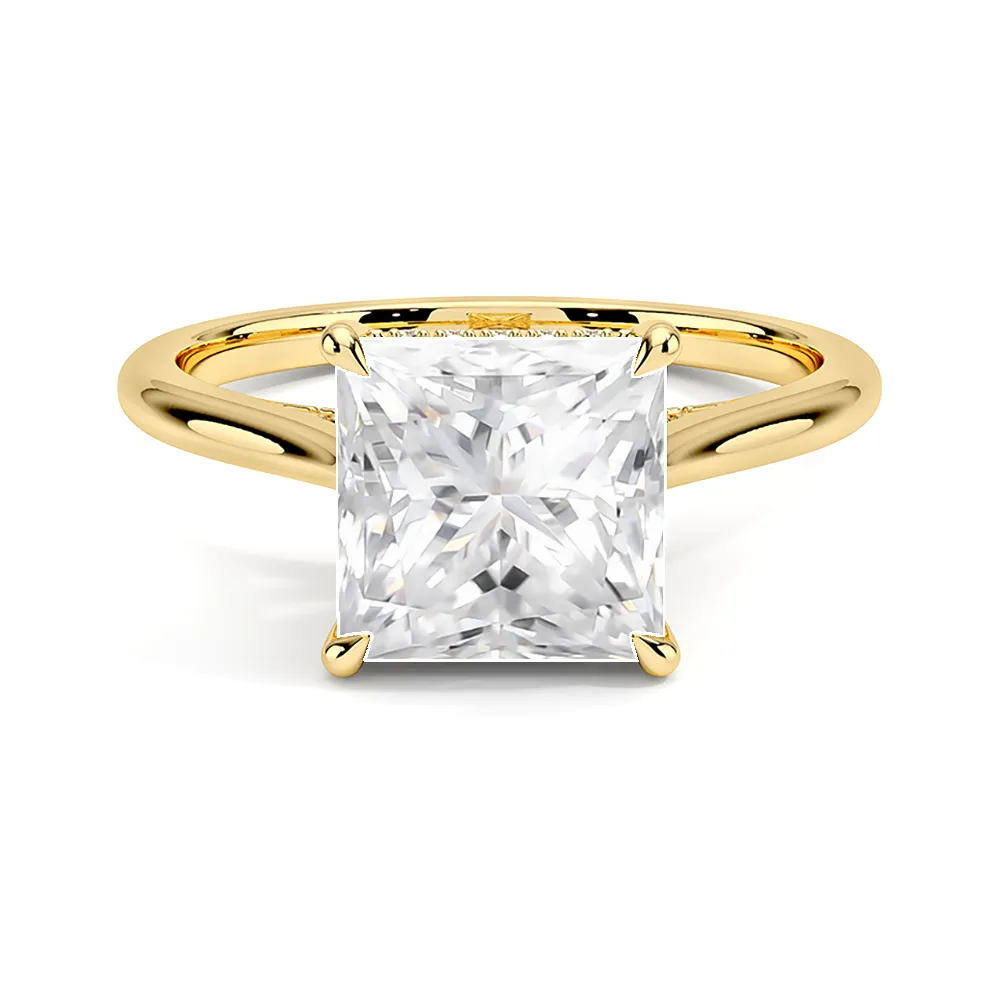 Solitaire Princess Cut Engagement Ring With Hidden Halo sold by MSBLUE Jewelry product image thumbnail 2